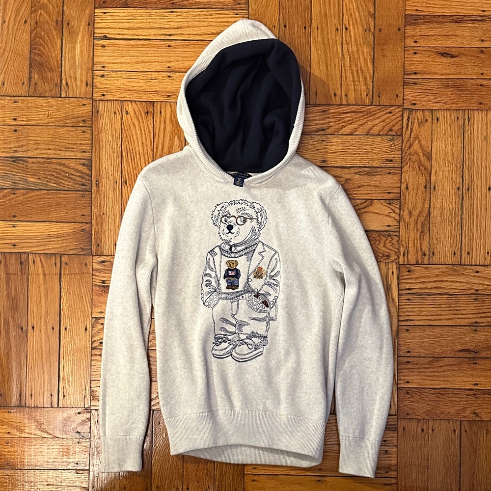 Polo Ralph Lauren Kids Gray Hoodie with Bear Design